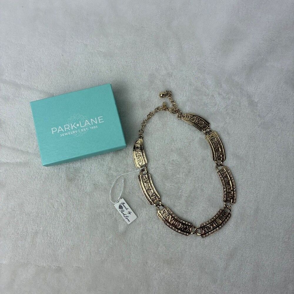Park Lane Elexa Choker Roman Numeral Gold Crystal Statement Necklace Old Money